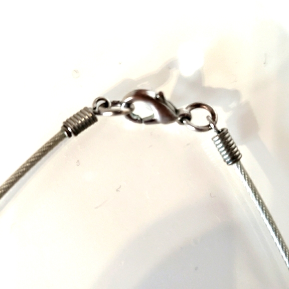 Stainless Steel Choker Blue Stone Wire Covered In Flexible Soft Coating Luxury - Picture 7 of 10